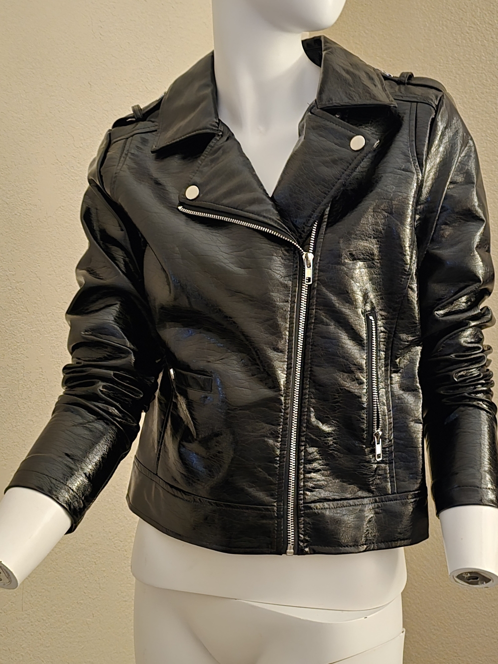 Charlotte Russe Black Faux Leather Moto Jacket